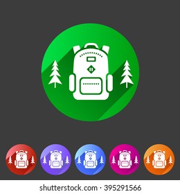 Travel rucksack, backpack icon flat web sign symbol logo label