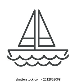 travel sailboat, linear icon isolated