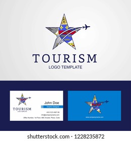 Travel Saint Barthelemy flag Creative Star Logo and Business card design