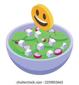 Travel salad icon isometric vector. Laptop work. Island vacation