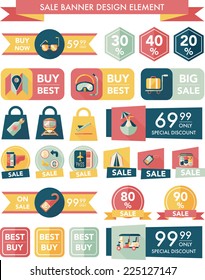 Travel sale banner design flat background set, eps10