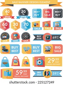 Travel sale banner design flat background set, eps10