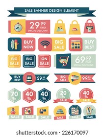 Travel sale banner design flat background set, eps10