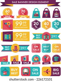 Travel sale banner design flat background set, eps10