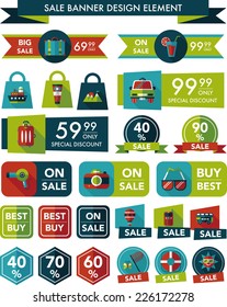 Travel sale banner design flat background set, eps10