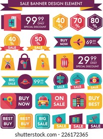 Travel sale banner design flat background set, eps10