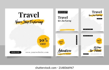 Travel sale banner and social media post template.