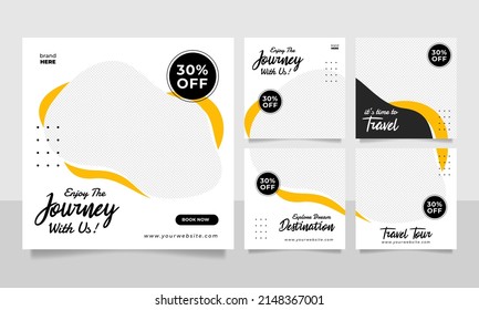 Travel sale banner and social media post template.