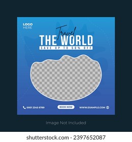 Travel sale banner and social media post template.