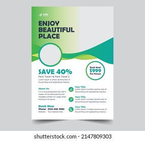 Travel sale flyer template design premium vector