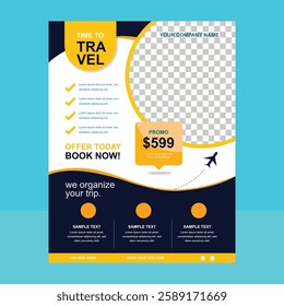 Travel sale flyer template with photo