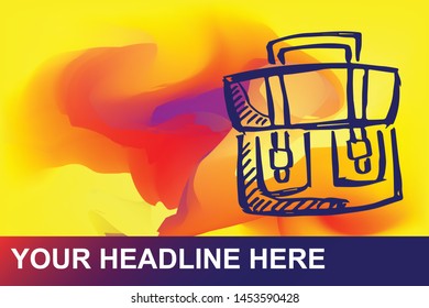 Travel or School Bag Icon. Creative Abstract Art Background with Color Yellow, Red, Violet. Graphic Design Concept, Flat, Line, Element, Vector Illustration EPS 10.