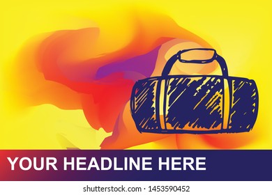 Travel or School Bag Icon. Creative Abstract Art Background with Color Yellow, Red, Violet. Graphic Design Concept, Flat, Line, Element, Vector Illustration EPS 10.