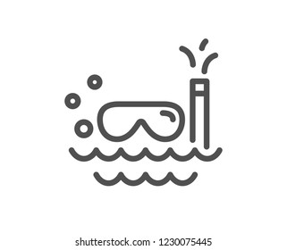 Travel scuba diving line icon. Trip swimming sign. Holidays symbol. Quality design flat app element. Editable stroke Scuba diving icon. Vector