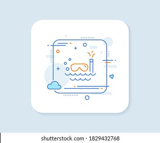 Travel scuba diving line icon. Abstract square vector button. Trip swimming sign. Holidays symbol. Scuba diving line icon. Quality concept badge. Vector