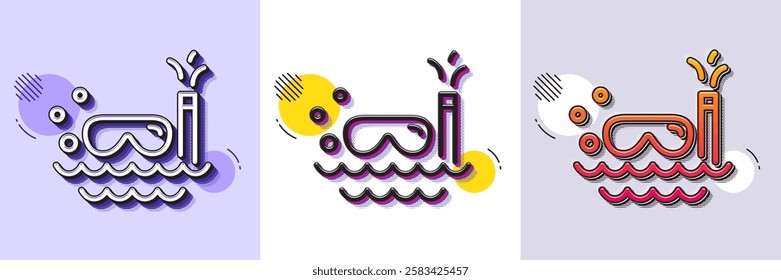 Travel scuba diving line icon. Halftone dotted pattern. Gradient icon with grain shadow. Trip swimming sign. Holidays symbol. Line scuba diving icon. Various designs. Vector