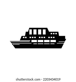 Travel sea cruise ship icon | Black Vector illustration |