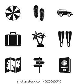 Travel to sea icons set. Simple illustration of 9 travel to sea vector icons for web