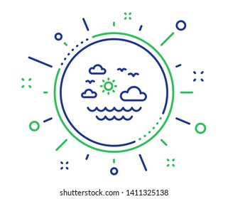 Travel sea line icon. Sun, clouds and waves sign. Summer holidays symbol. Quality design elements. Technology travel sea button. Editable stroke. Vector