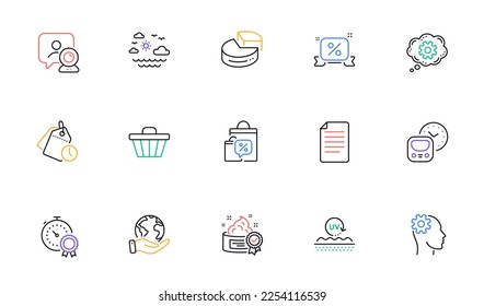Travel sea, Metro and Save planet line icons for website, printing. Collection of File, Uv protection, Video conference icons. Time management, Sale bags, Best result web elements. Vector