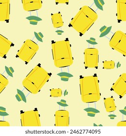 Travel seamless background with suitcase.
  Suitable for backgrounds, wallpapers, fabrics, textiles, wrapping paper, printed materials and more.Vector