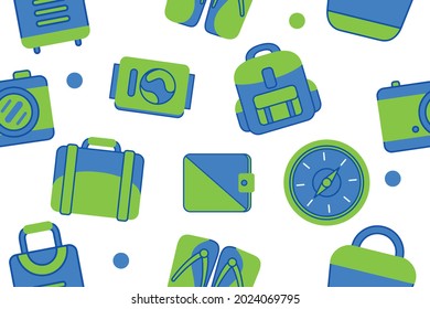 Travel seamless pattern in flat design style