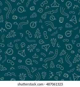 Travel Seamless Pattern, Hand Draw Illustration Vector Background