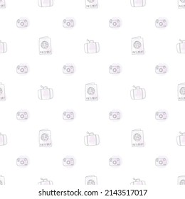 Travel seamless pattern in retro style. Decorative textile seamless pattern. Doodle vector illustration. 