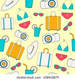 Travel seamless pattern. Summer holiday. Colorful vector background. 