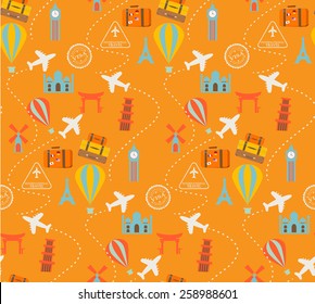 travel seamless pattern, Pattern Swatches, vector, Endless texture can be used for wallpaper, pattern fills, web page,background,surface