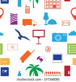 Travel seamless pattern. Vector background.