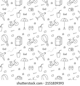 Reisen Sie nahtlose Muster, Vektorgrafik, handgezeichnete Doodles
