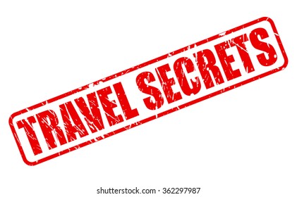 Travel Secrets red stamp text on white
