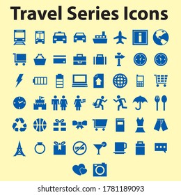 Travel series Icon set - Different symbols. illustrator template. all are 50 icons