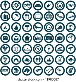 Travel set of different vector web icons