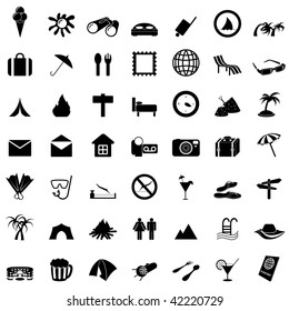 Travel set of different vector web icons