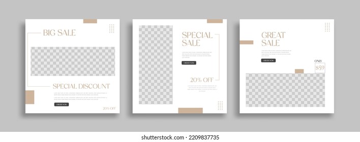 Travel Set of Editable minimal square banner template. brown black white background color with geometric shapes for social media post, story and web internet ads. Vector illustration