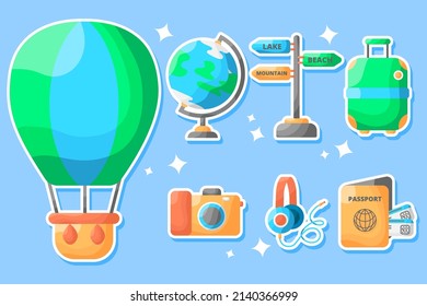 Travel Set Flat Illustration Sticker vector art design