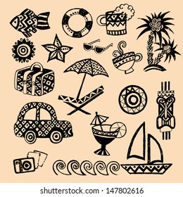 Travel set. Hand drawn illustrations