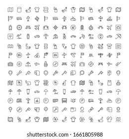 Travel set line icons in flat design with elements for web site design and mobile apps.  Collection modern infographic logo and symbol. Travel vector line pictogram