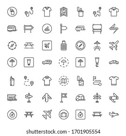 Travel set line icons in flat design with elements for web site design and mobile apps.  Collection modern infographic logo and symbol. Travel vector line pictogram