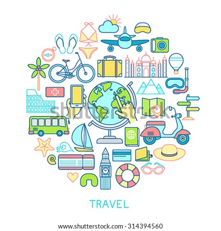 Travel set -line icons. Vector illustration.