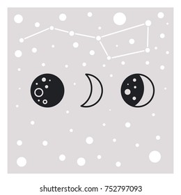Travel Set - Moon and Stars - Minimal Geometric Linear Icons