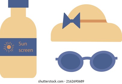 Travel set. Things from the bag. Vector illustration.