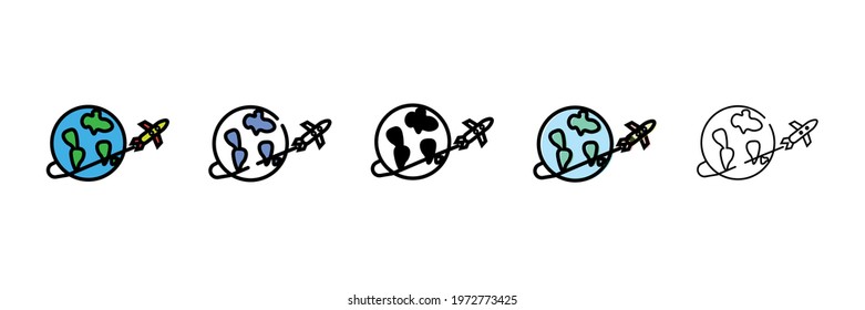 travel set vector type icon