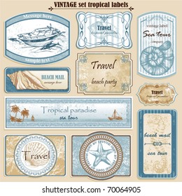 Travel set vintage ornate vector labels