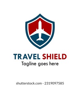 Travel shield design logo template illustration