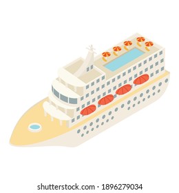 Travel ship icon. Isometric of travel ship vector icon for web design isolated on white background