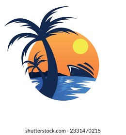 Travel ship tropical logo illustration