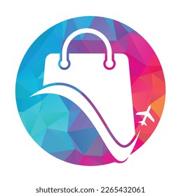 Reiseshop Logo, Vektorvorlage. Logo für Shop und Flugzeug. Verkaufs- und Reisesymbol oder -symbol.